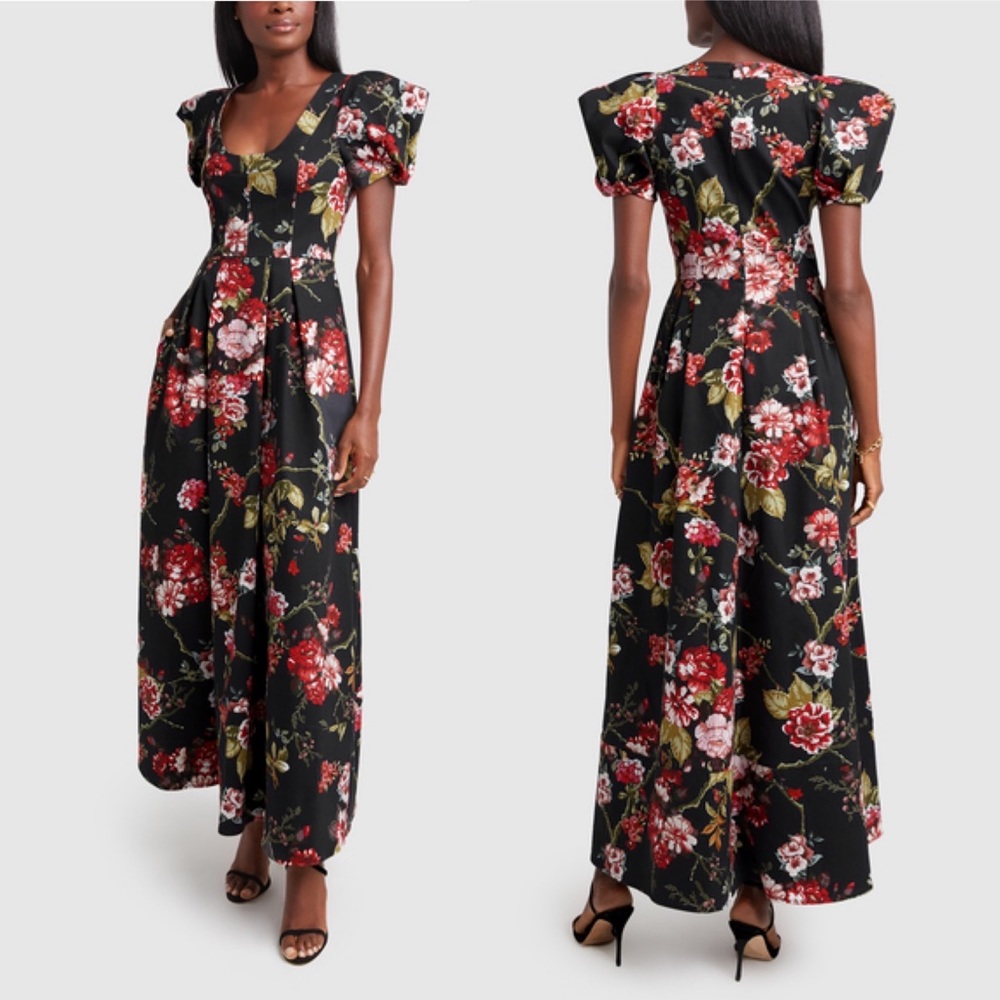 GOOP G. Label Rita Round-Neck Gown in Black Ground Floral - Picture 5 of 14